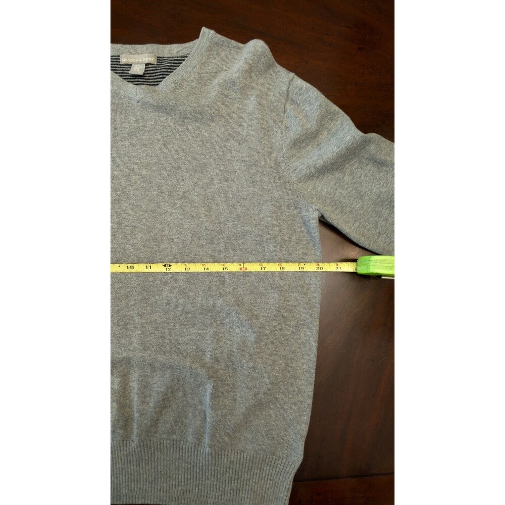 Grayson & Dunn Sweater XL Men's Gray Pullover Long Sleeve 100% Cotton V-Neck - Picture 4 of 7